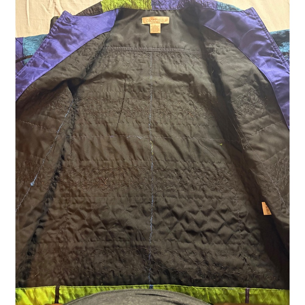 Clothes Patchwork Quilted Jacket Womens Small Blu… - image 4